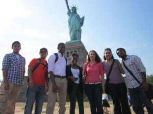 Group of students on liberty island